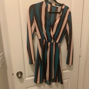 Nordstrom All in Favor stripped wrap dress small long sleeve